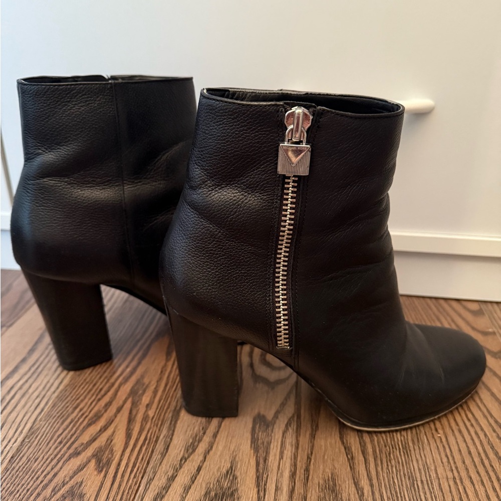 Michael Kors Black Heeled Boots with Silver Zipper